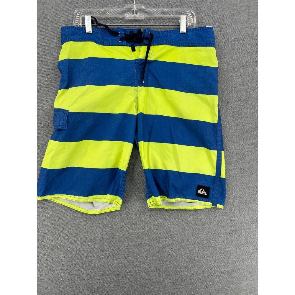 Quiksilver Board Shorts Striped Mens 34 9" Beach Swim Trunks Cargo Style Pocket